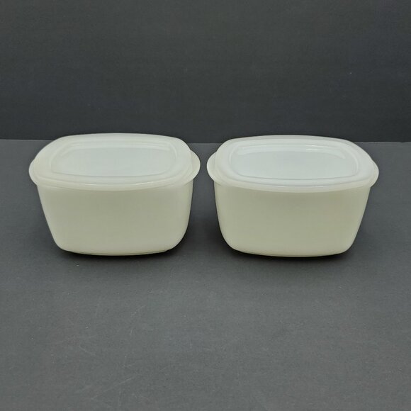 Federal Glass White Milk Glass Refrigerator Dishes & Lids Small White Fridgies - Picture 1 of 10